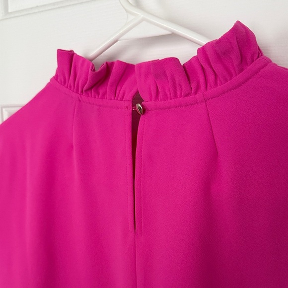 J. Crew Women’s Pink Long-sleeve Ruffle Neck Top in 365 Crepe Size M - Picture 6 of 7